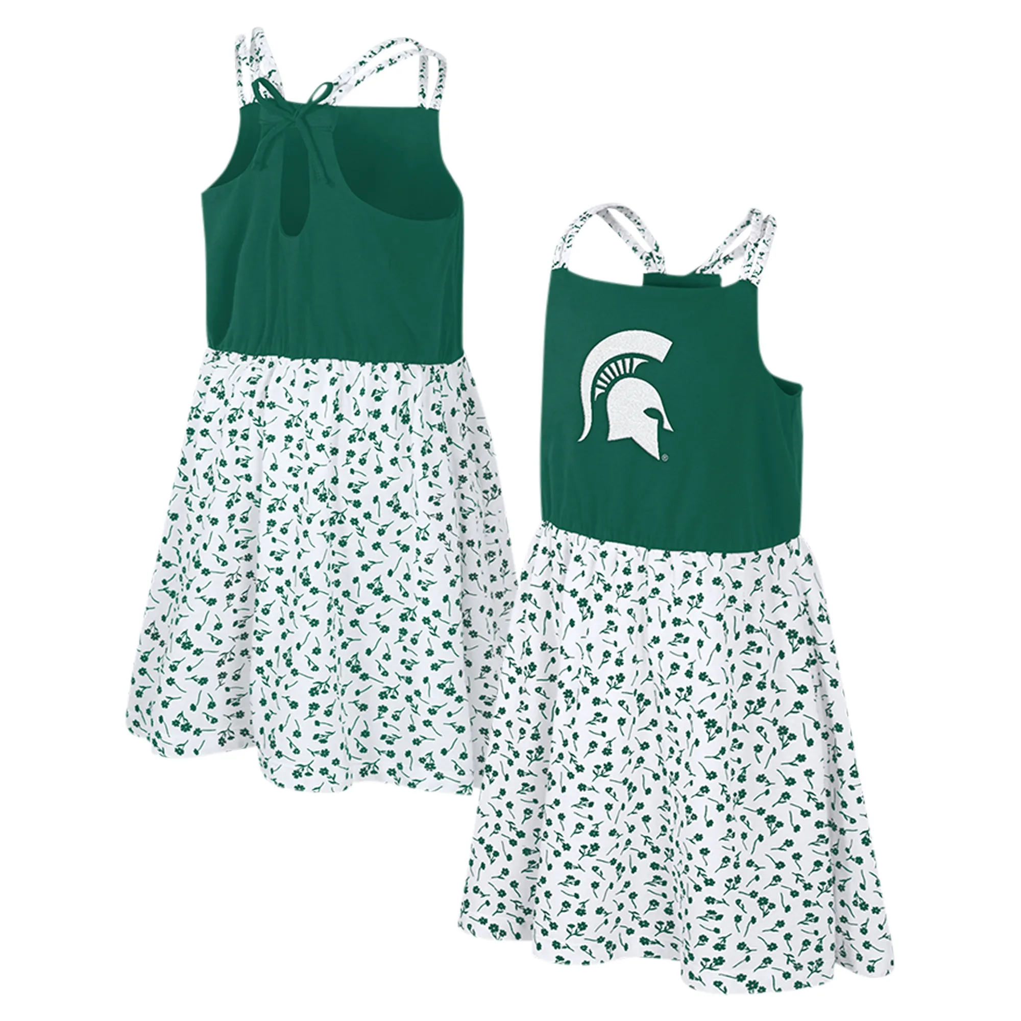 Lids Girls Youth Colosseum Green/White Michigan State Spartans Robin Floral Dress