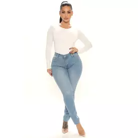 Light blue stretch skinny jeans