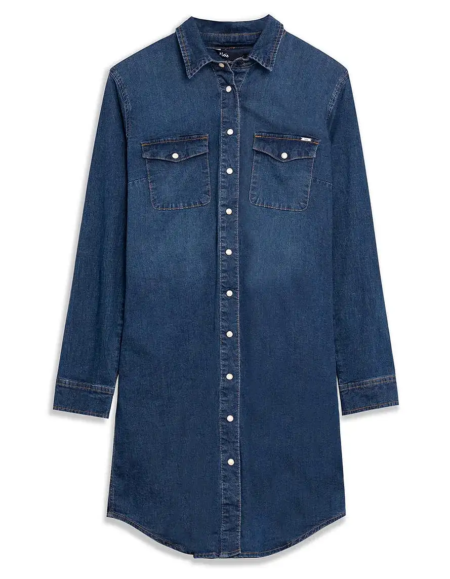 Lois Long Sleeve Denim Shirt Dress Gianna- 2091