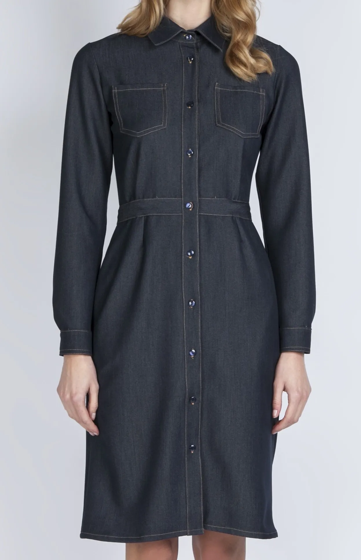 Long sleeve denim shirt dress