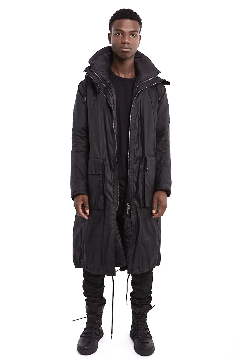 LONG WAXED PADDED PARKA