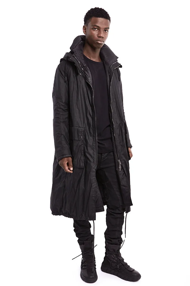 LONG WAXED PADDED PARKA