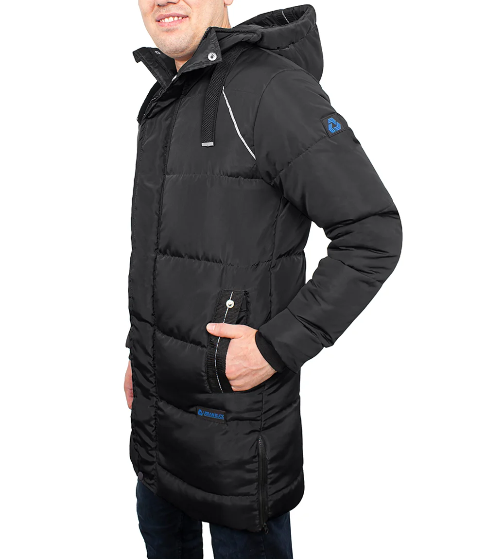 Lonnie Long Black Mens Puffer Coat With Hood - Premium Winter Jacket