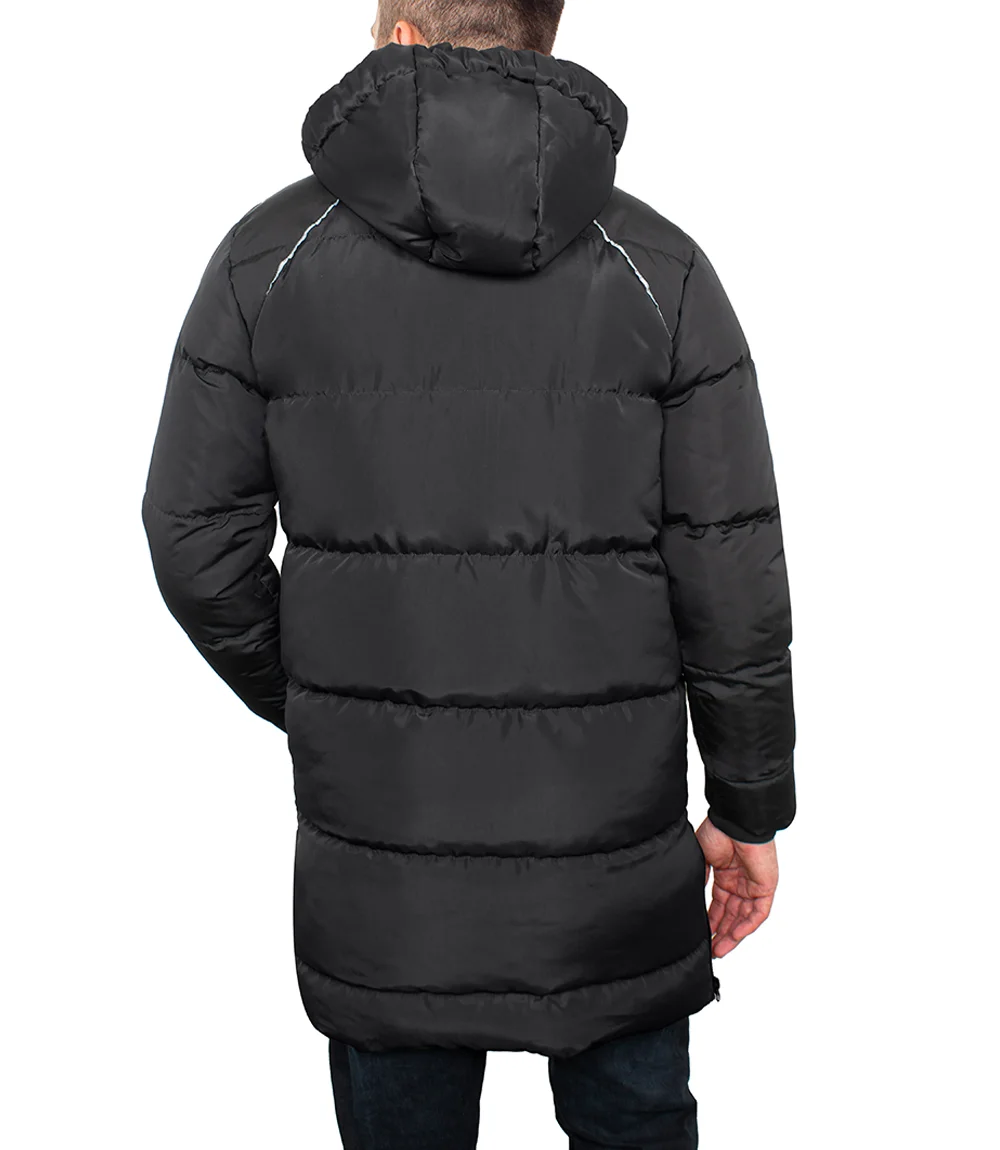 Lonnie Long Black Mens Puffer Coat With Hood - Premium Winter Jacket