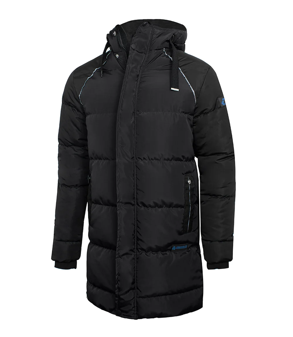 Lonnie Long Black Mens Puffer Coat With Hood - Premium Winter Jacket