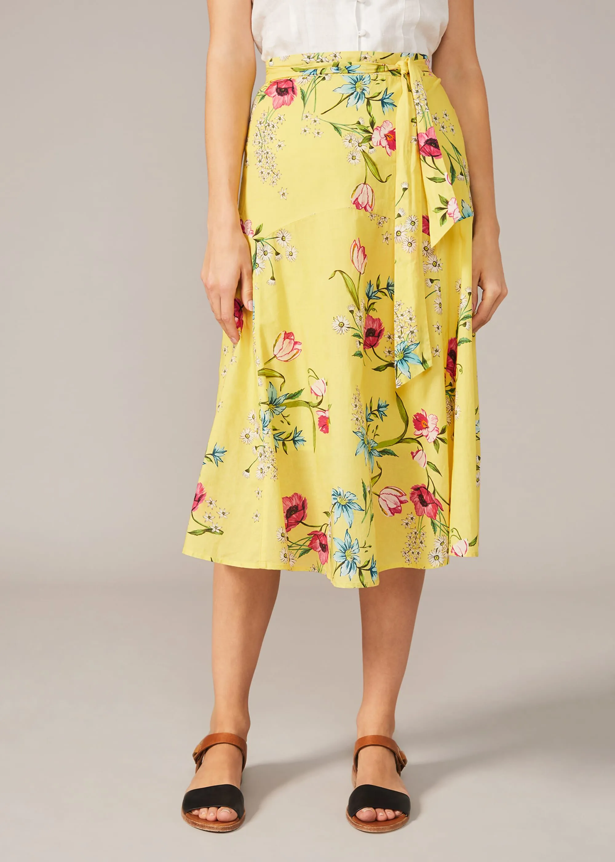 Louma Floral Cotton Midi Skirt