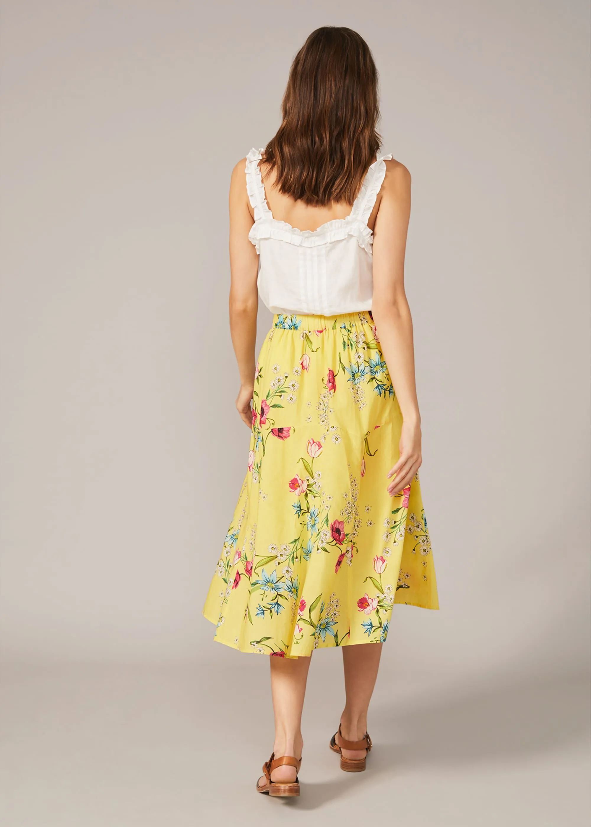 Louma Floral Cotton Midi Skirt