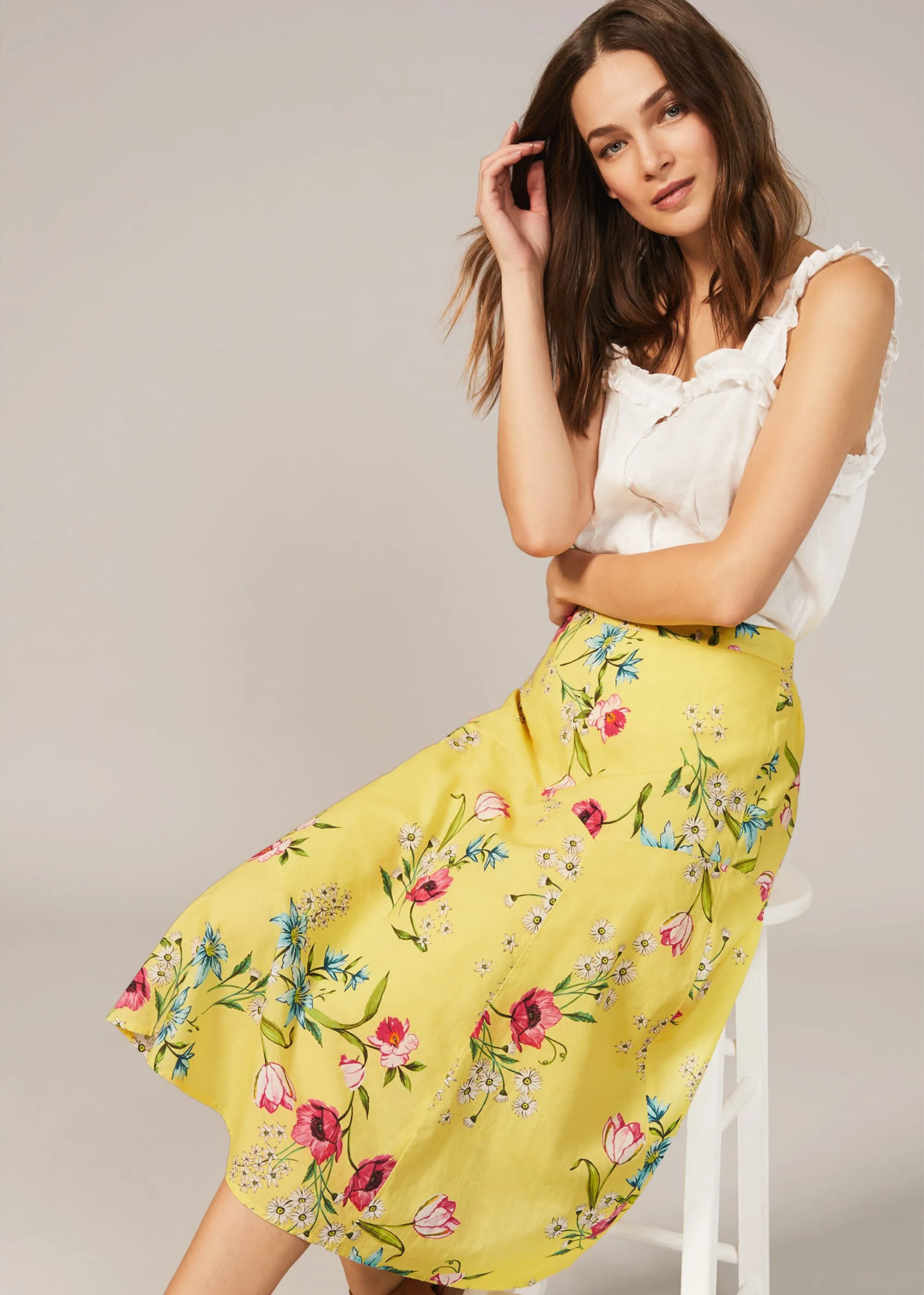 Louma Floral Cotton Midi Skirt