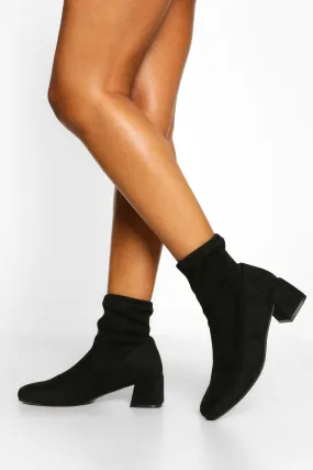 Low Block Heel Sock Boot