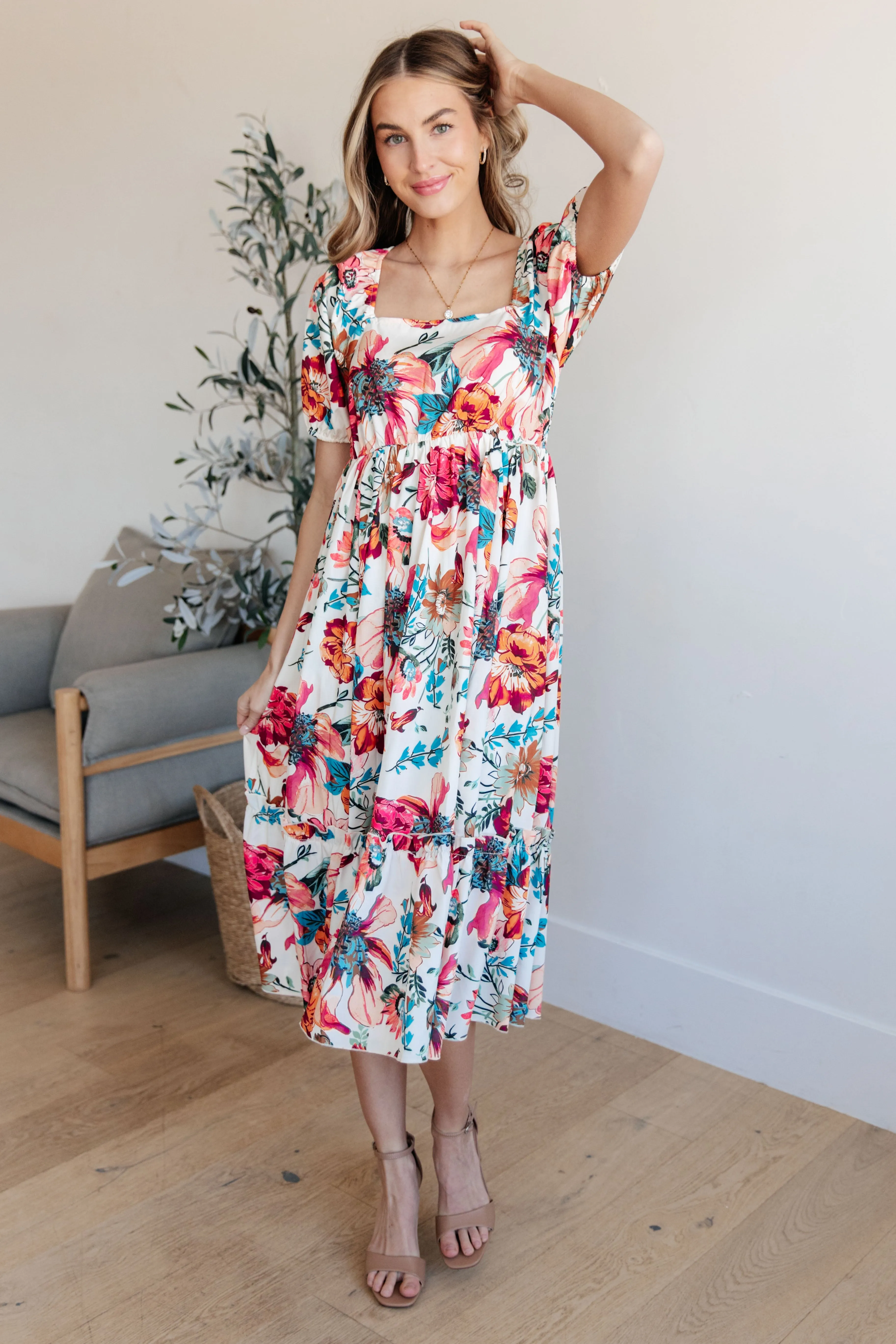 Lydia Balloon Sleeve Floral Dress