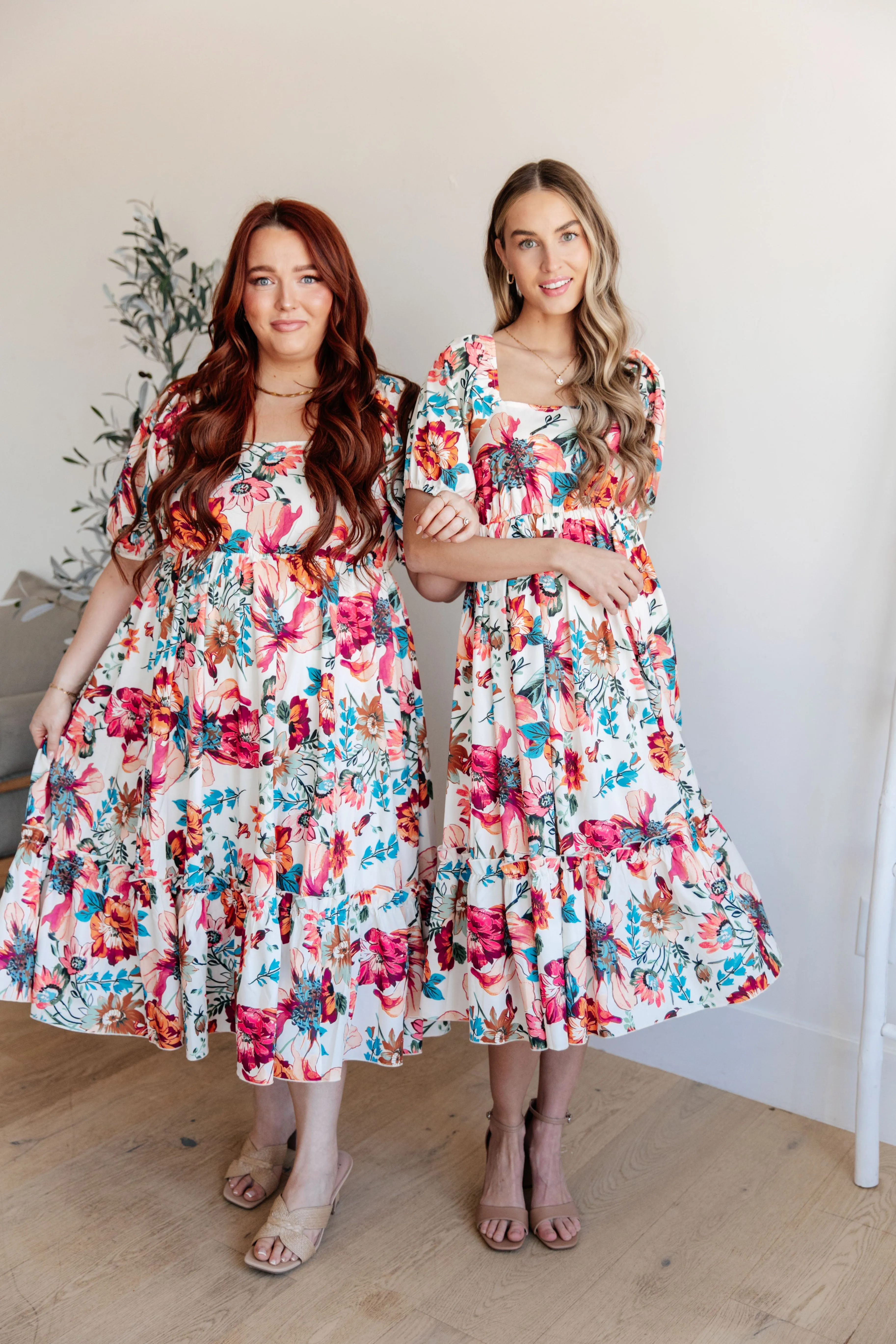 Lydia Balloon Sleeve Floral Dress