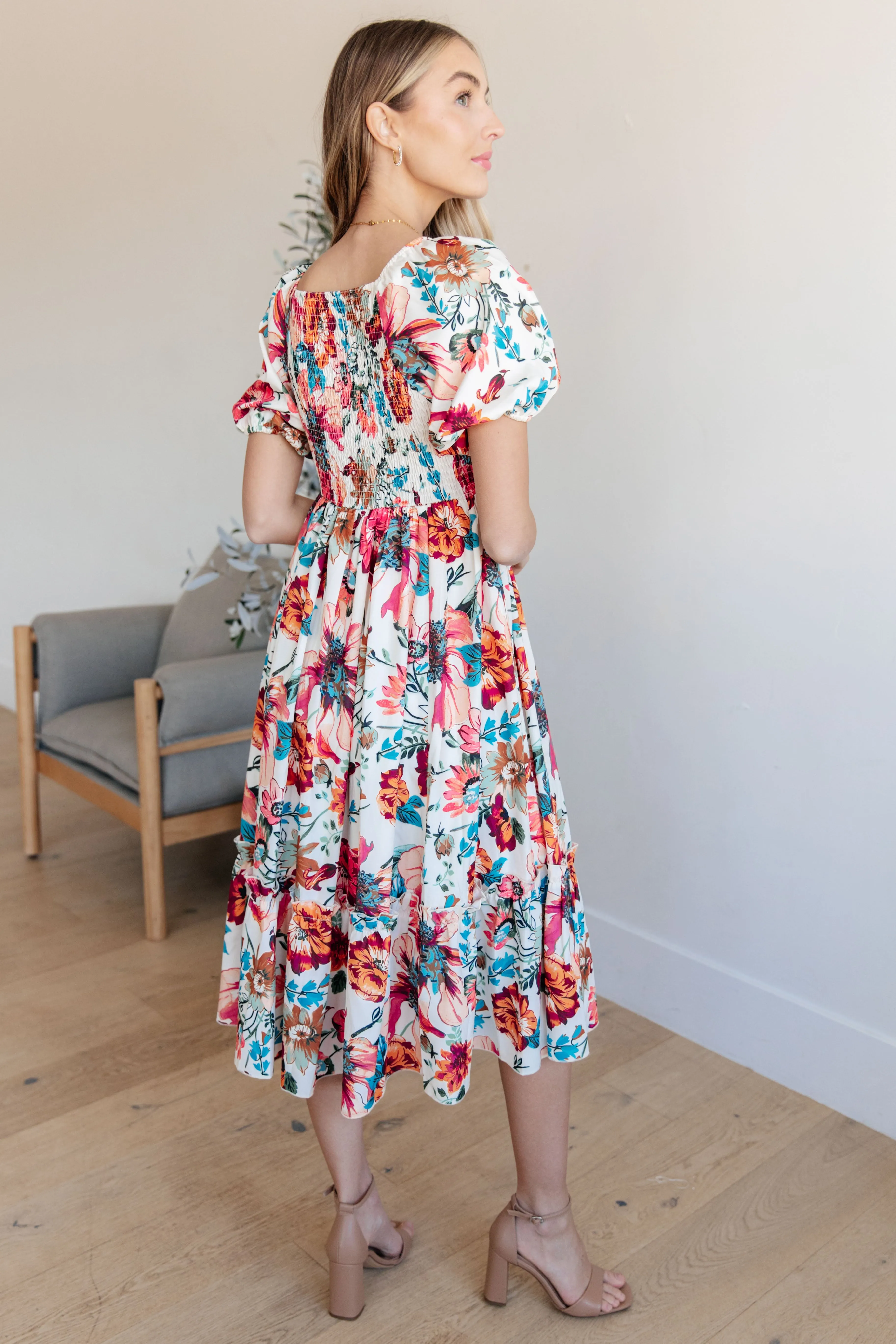 Lydia Balloon Sleeve Floral Dress