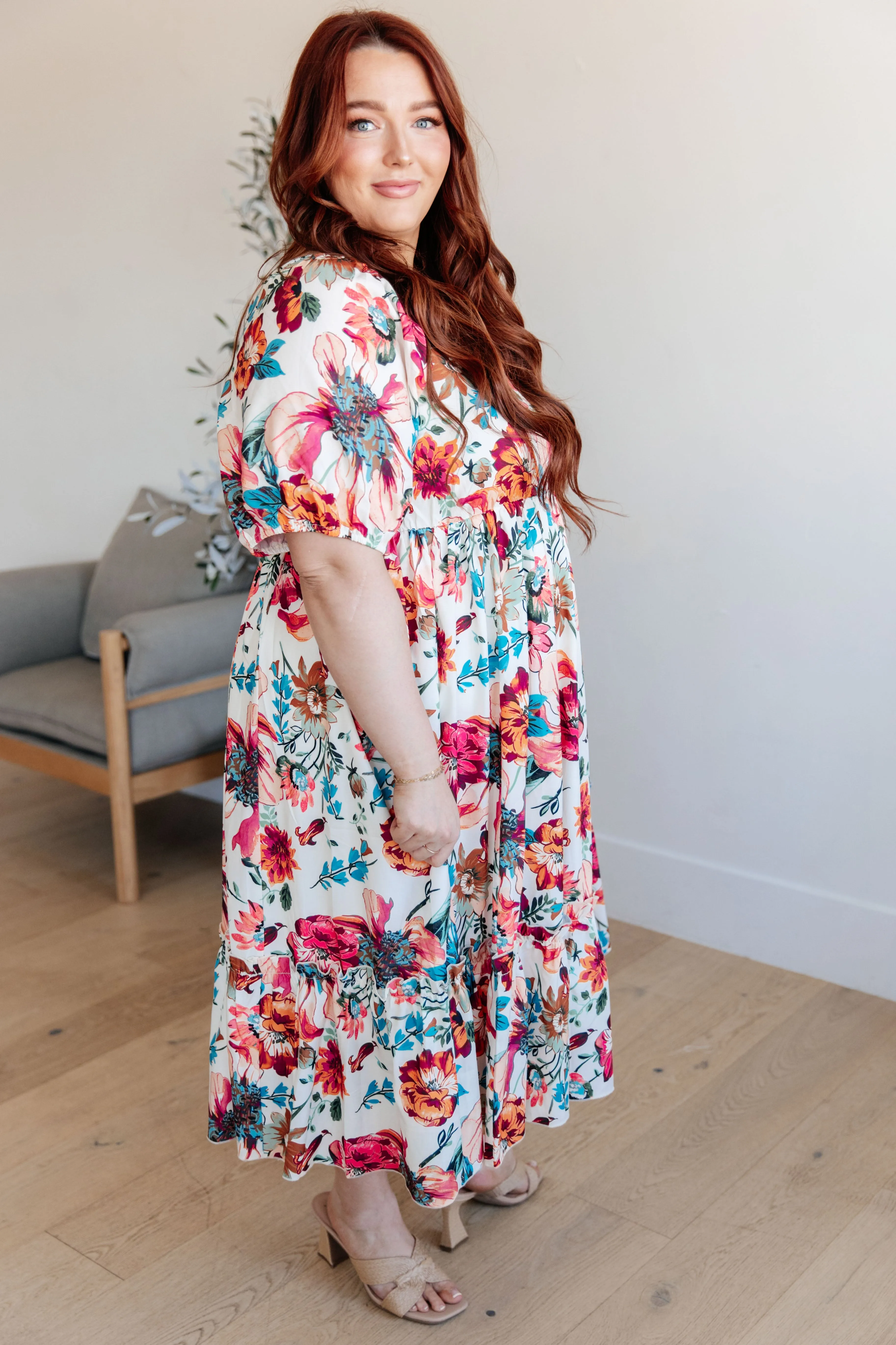 Lydia Balloon Sleeve Floral Dress