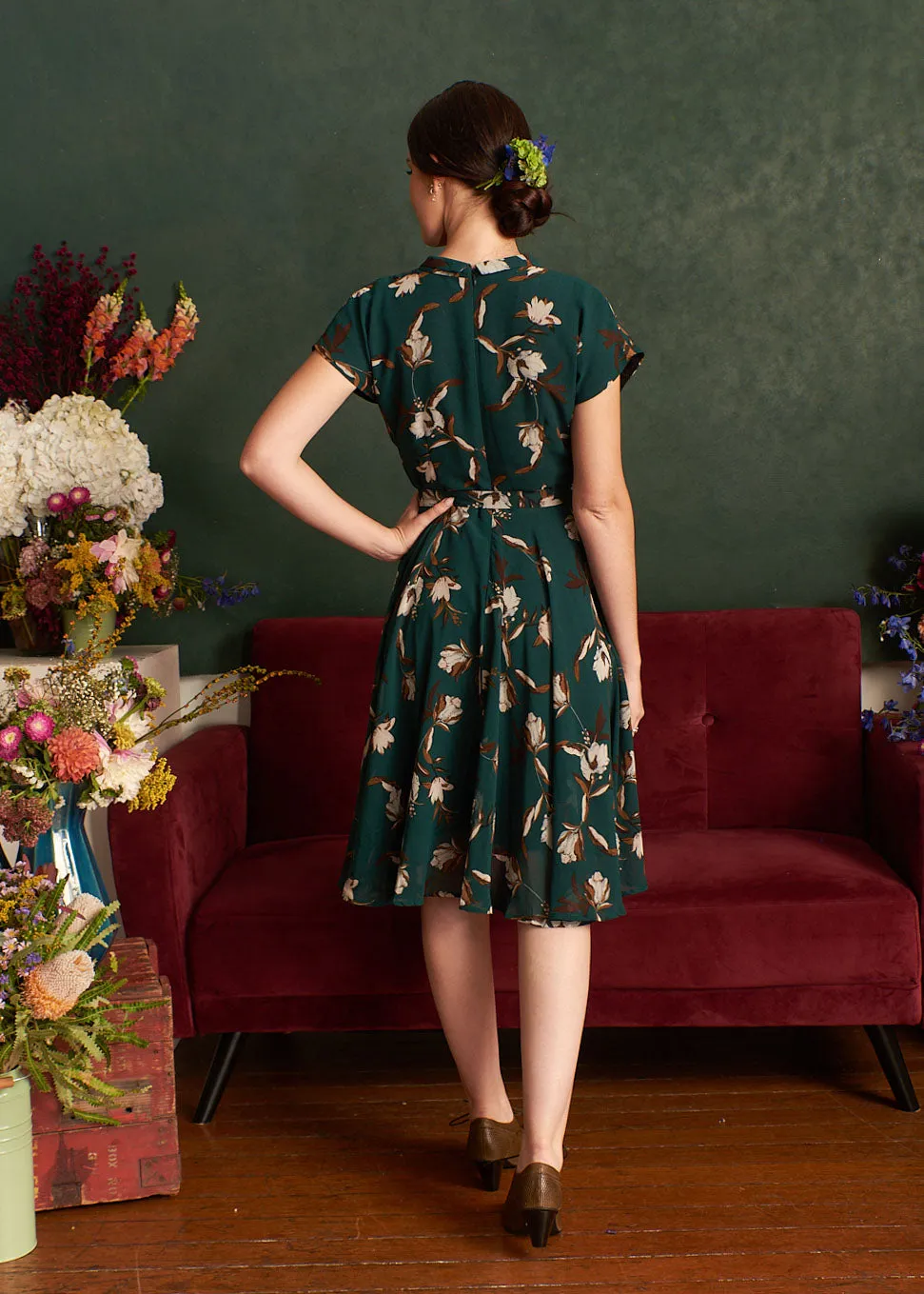 Manette Green & Brown Floral Dress