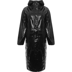 Mango Women's Black Vinyl Parka Jacket