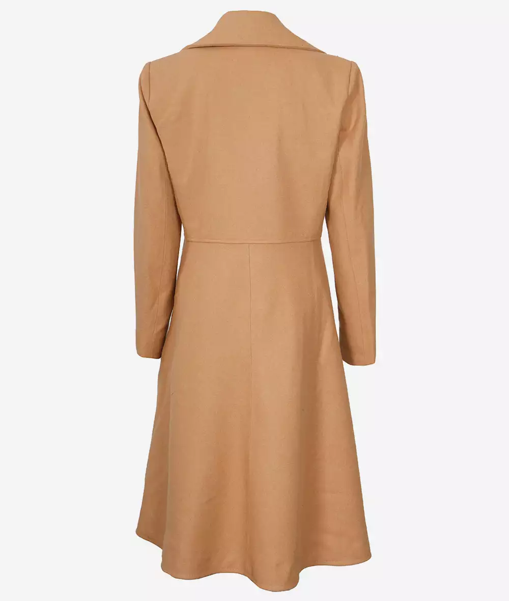 Marci Womens Double Breasted Beige Wool Coat