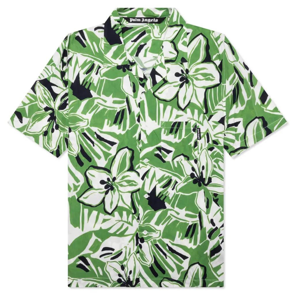 Marco Hibiscus Bowling Shirt - Green/White