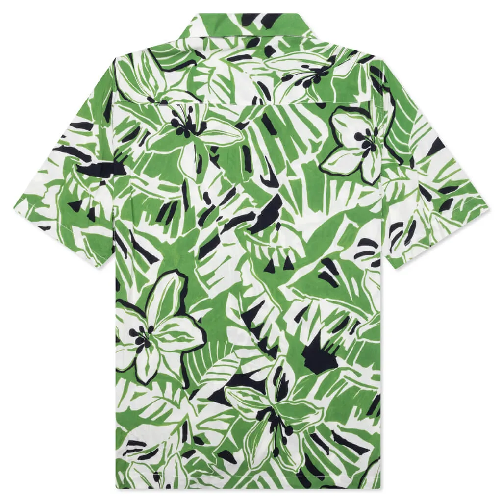 Marco Hibiscus Bowling Shirt - Green/White