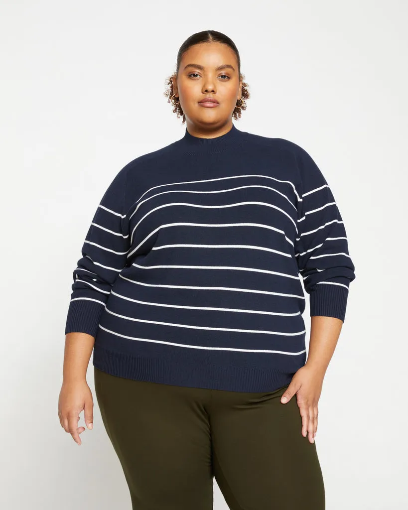 Mariniere Eco Relaxed Core Sweater - Navy/White