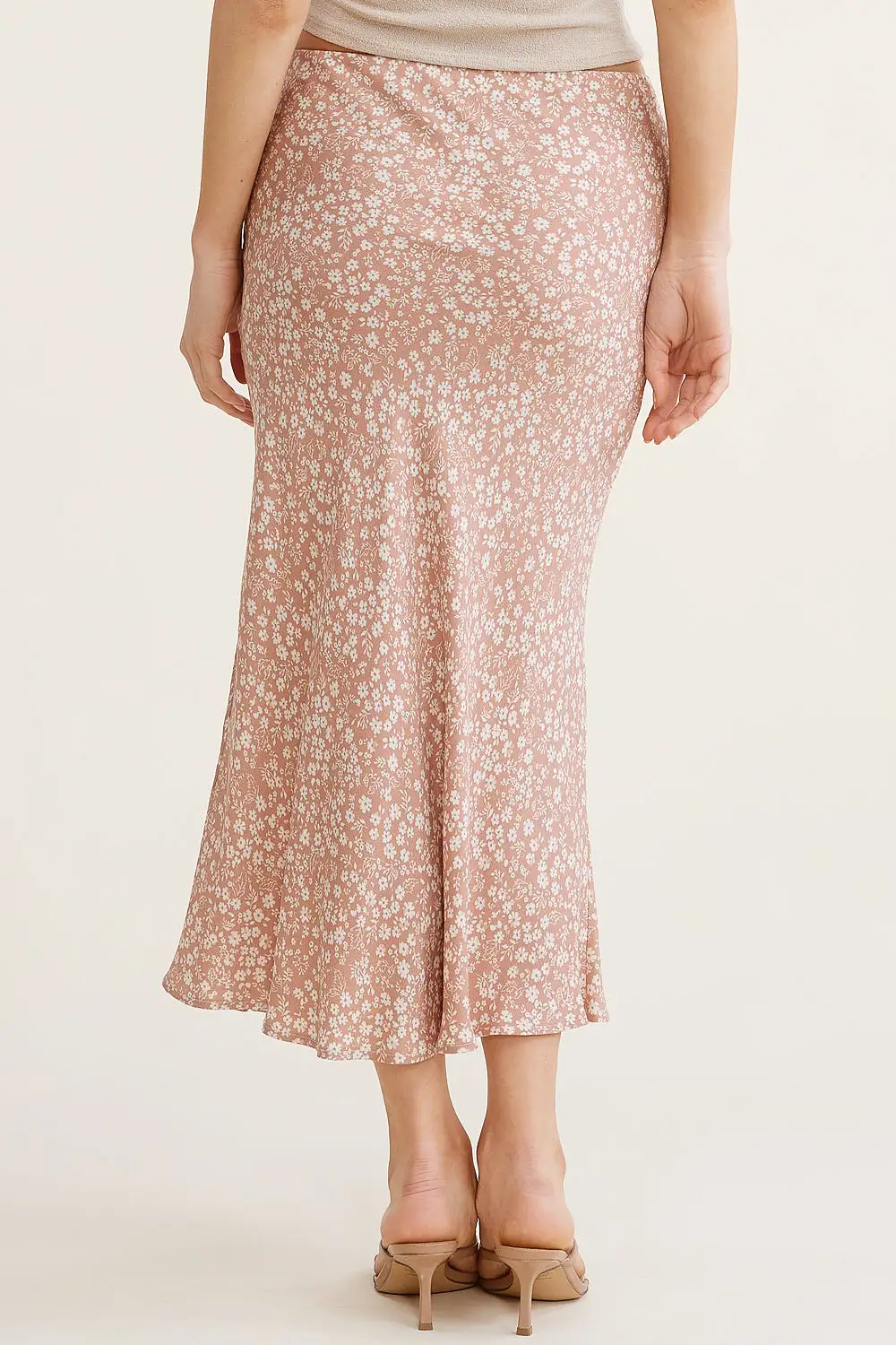 Mauve Floral Midi Skirt