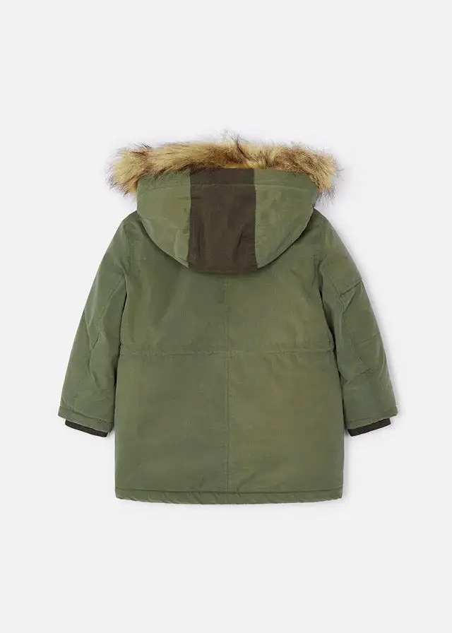 Mayoral Mini Faux Fur Hooded Parka Coat _Green 4464-17