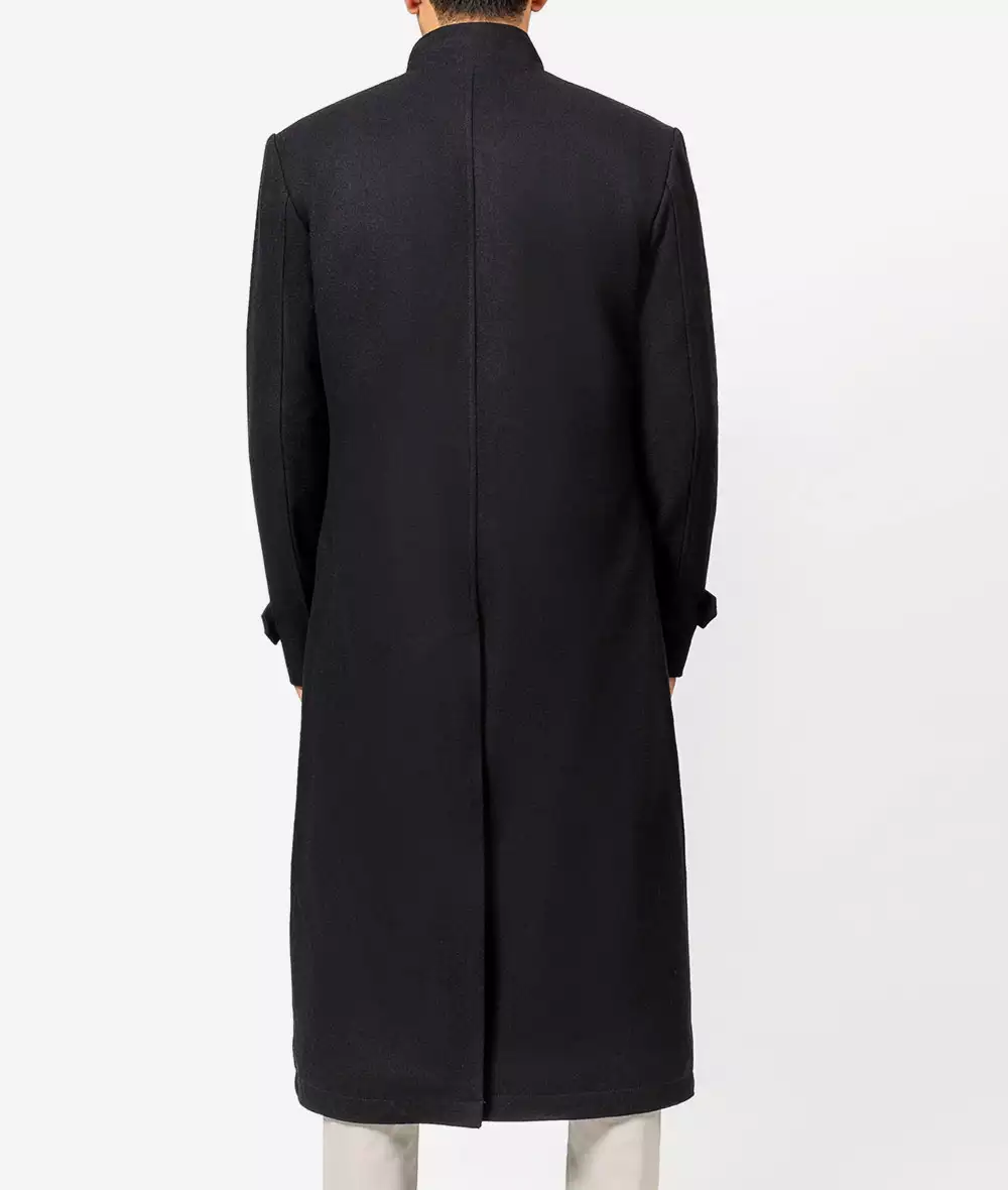 McGhee Men's Black Long Wool Trench Coat