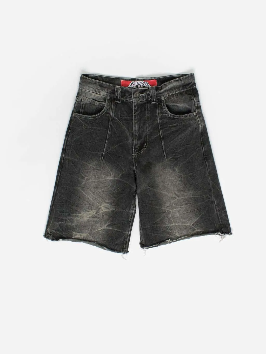 Mens black shorts with distressed hem – Medium