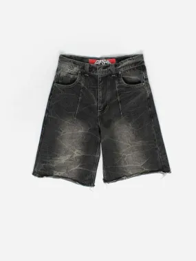 Mens black shorts with distressed hem – Medium