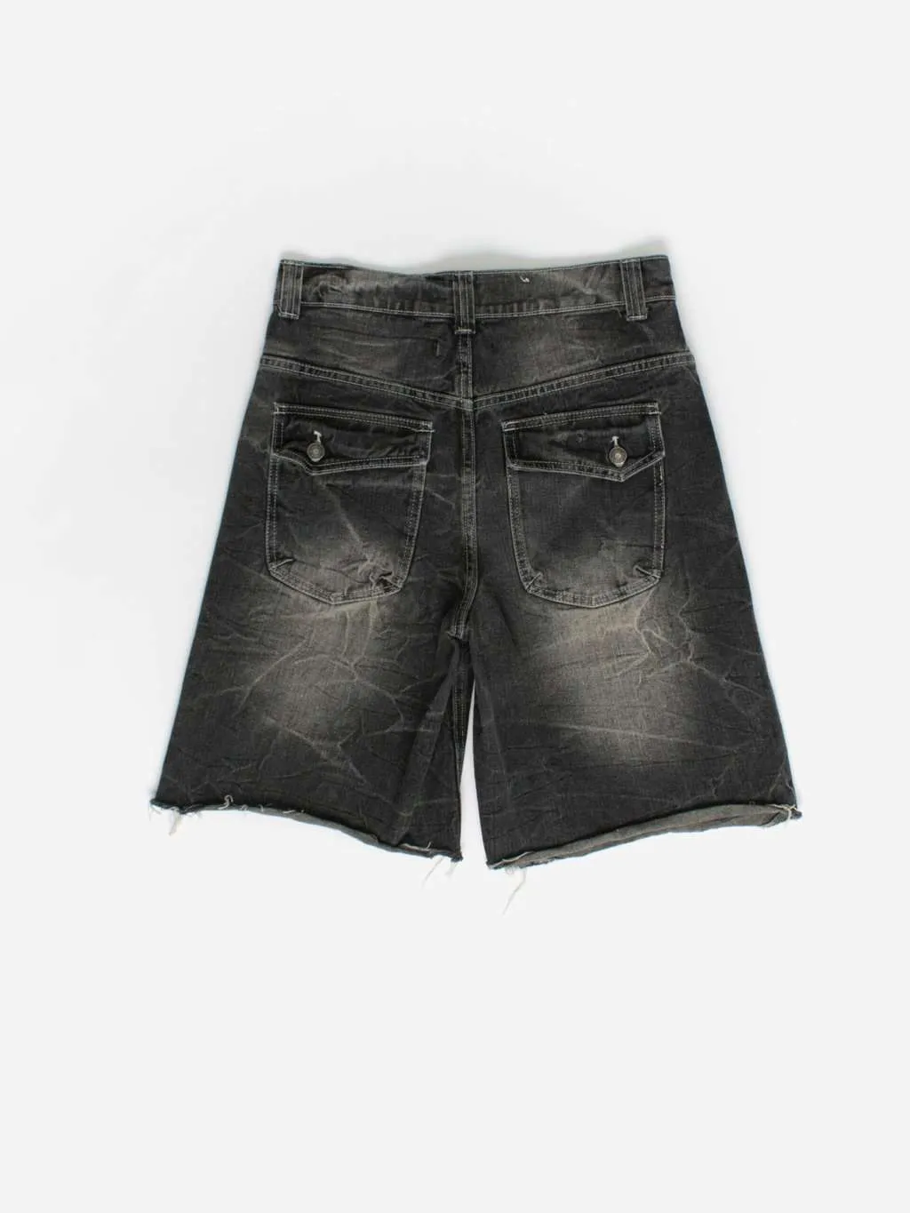 Mens black shorts with distressed hem – Medium