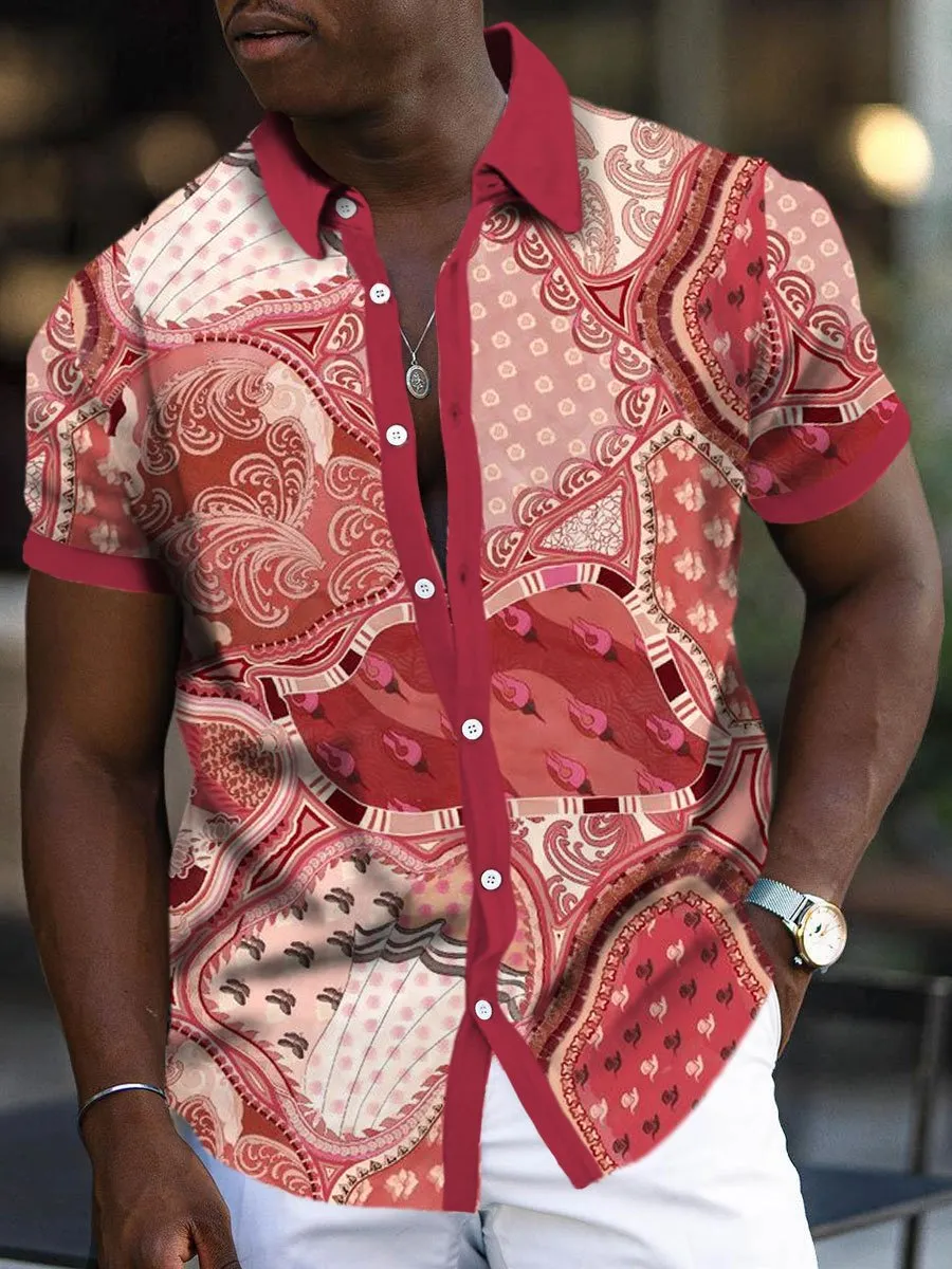 Men's Ethnic Art Print Casual Short Sleeve Shirt