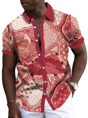 Men's Ethnic Art Print Casual Short Sleeve Shirt