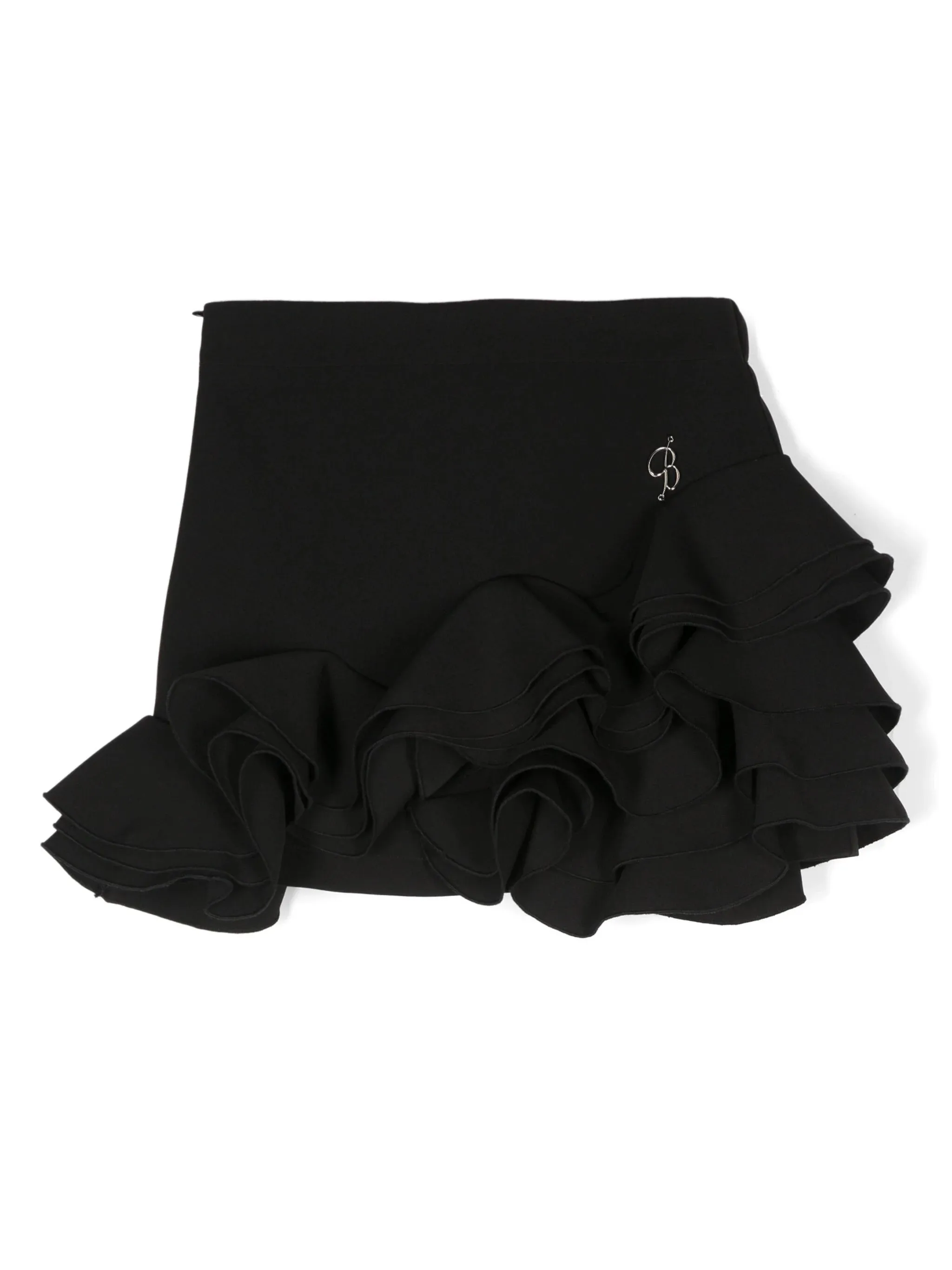 MISS BLUMARINE KIDS Black Mini Skirt With Ruffles