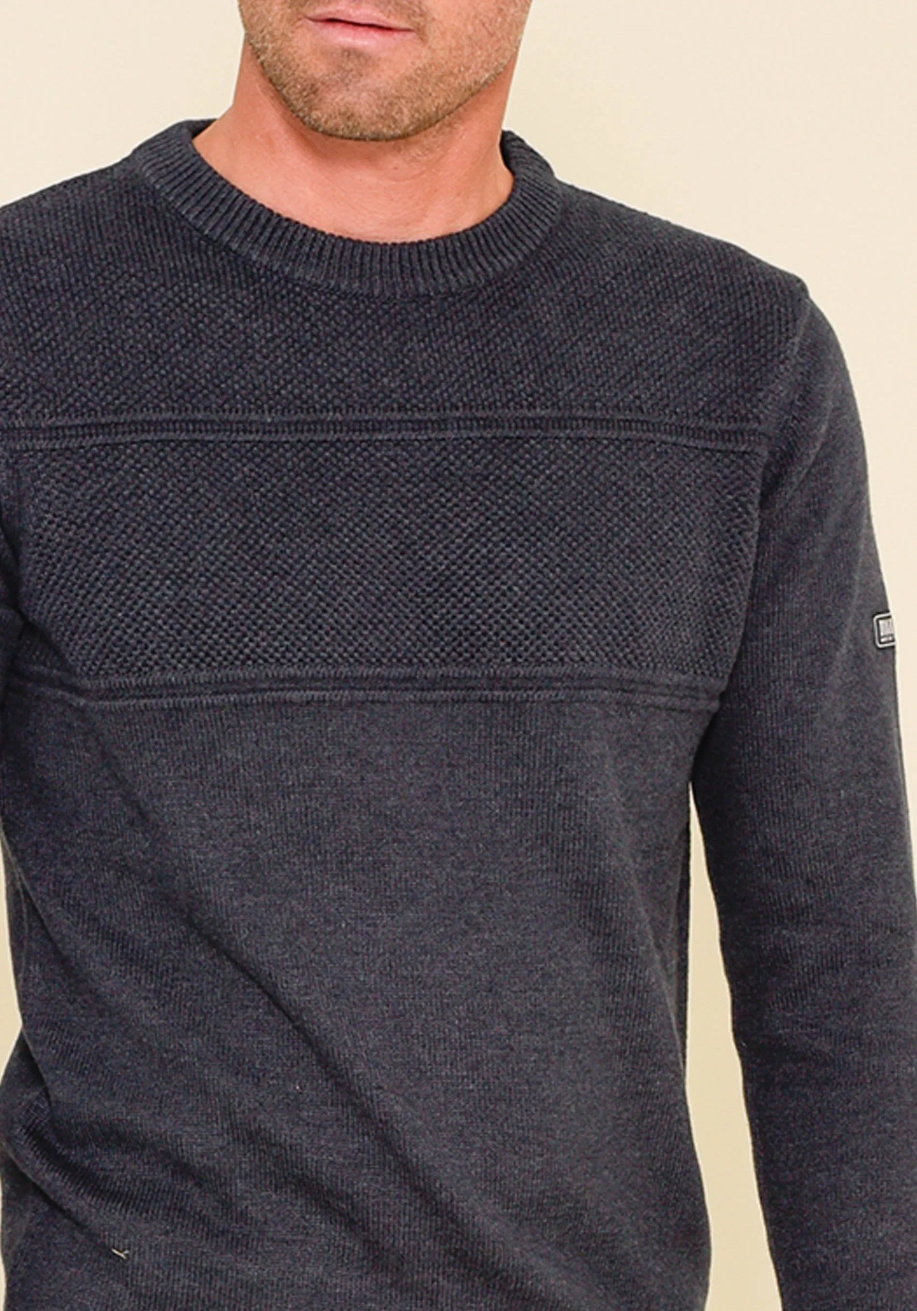 Mixed Knit Crew Neck Jumper