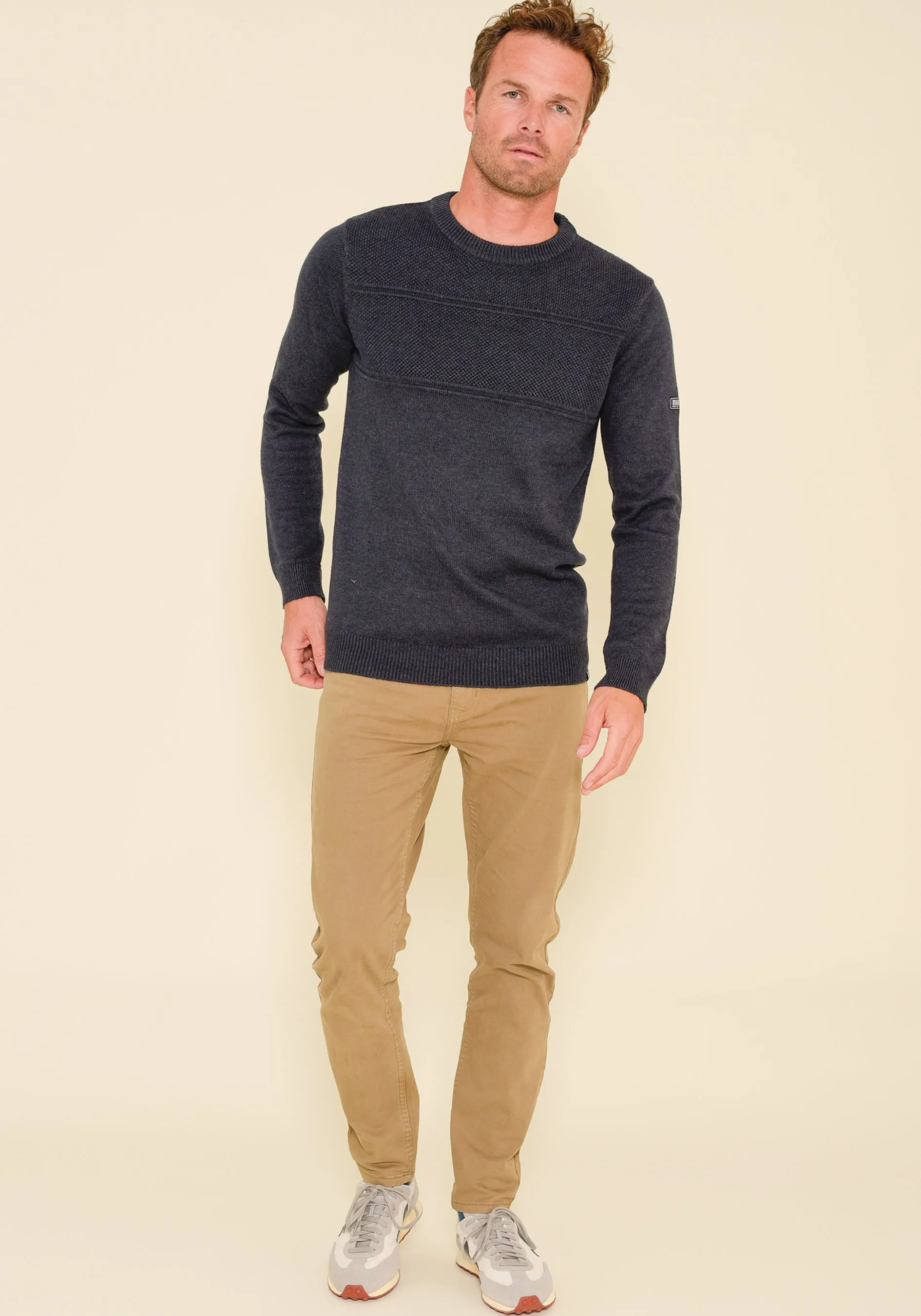 Mixed Knit Crew Neck Jumper