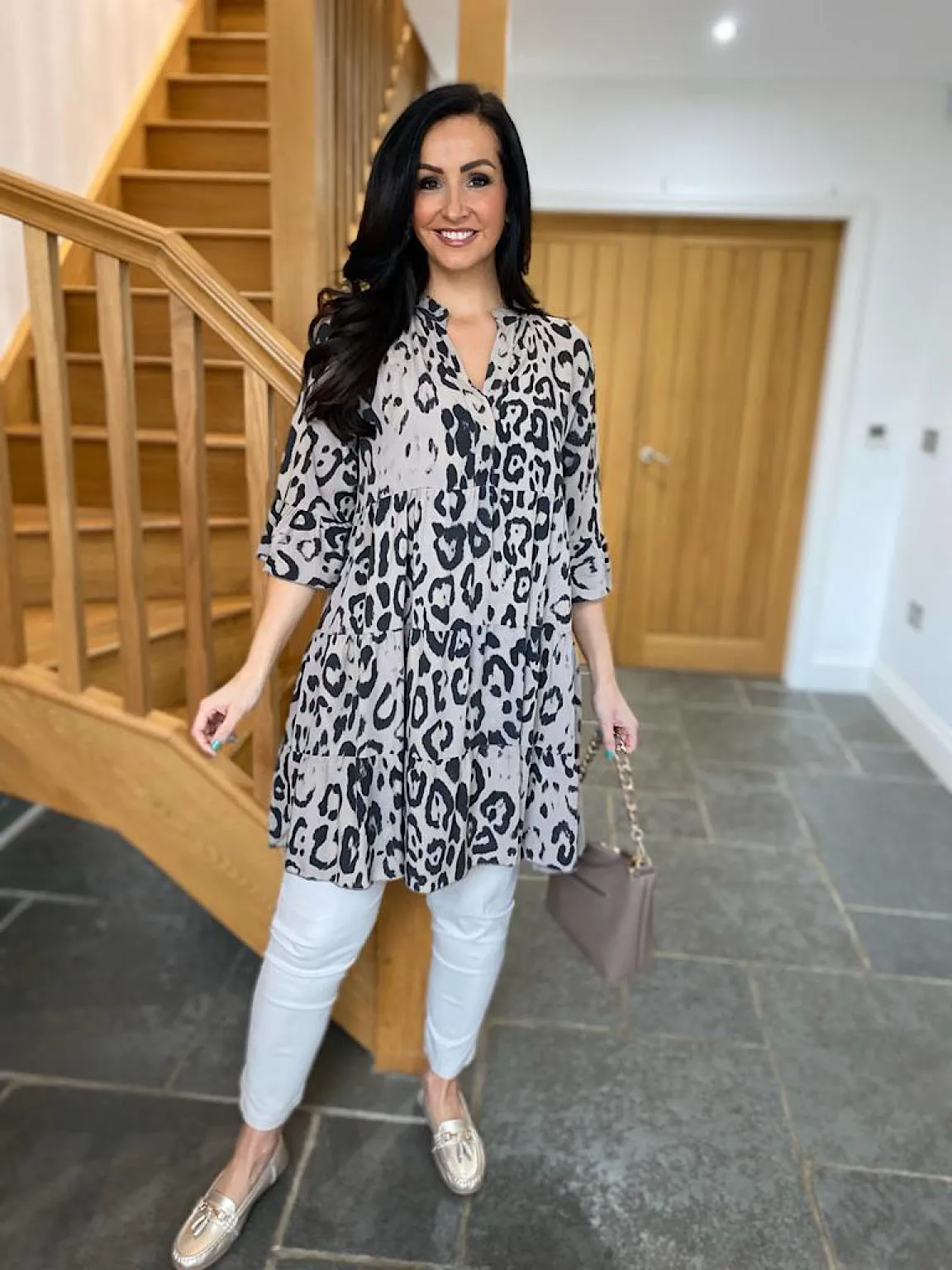 Mocha Leopard Tiered Tunic Rachel