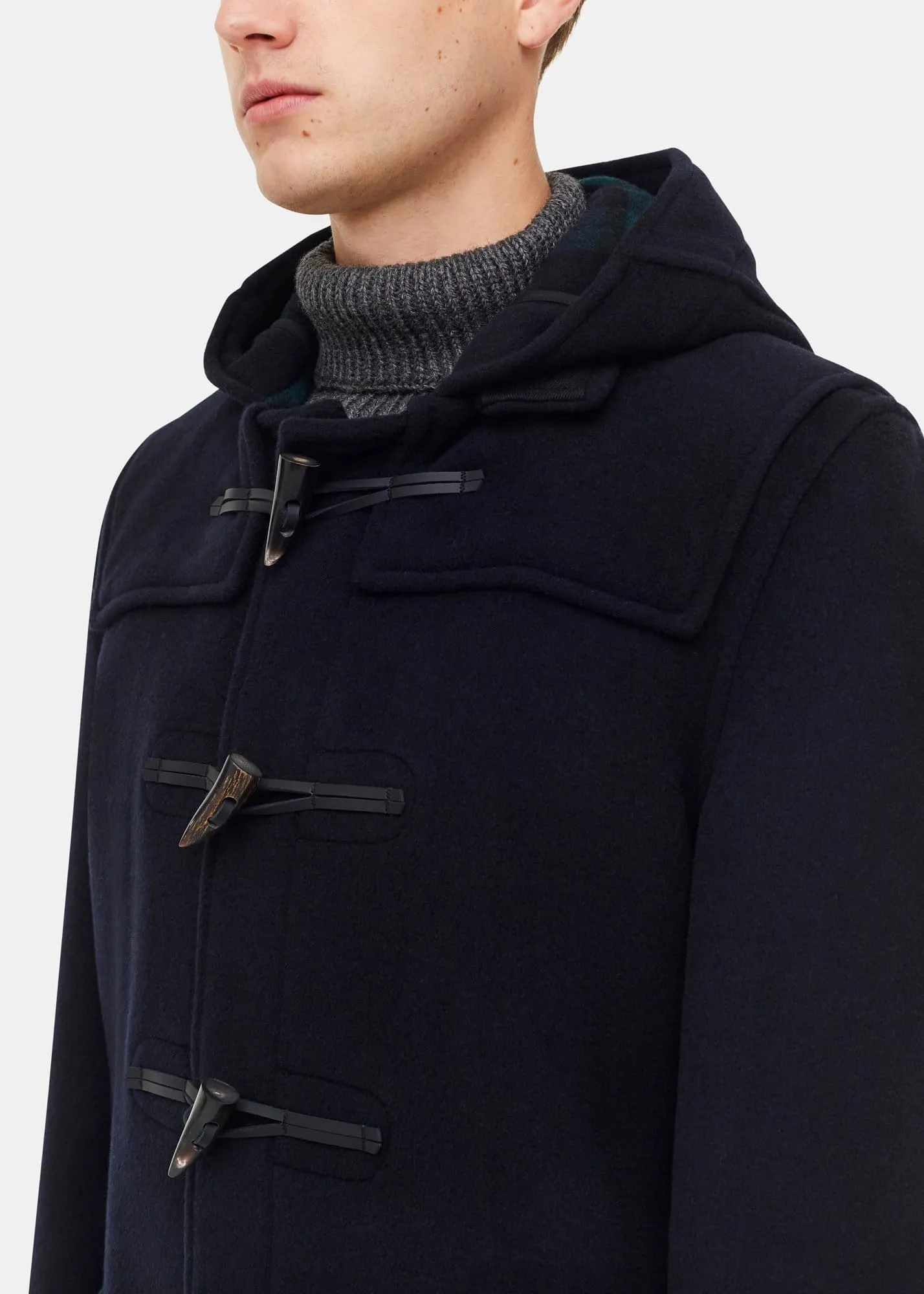 Morris Duffle Coat Navy Black Watch