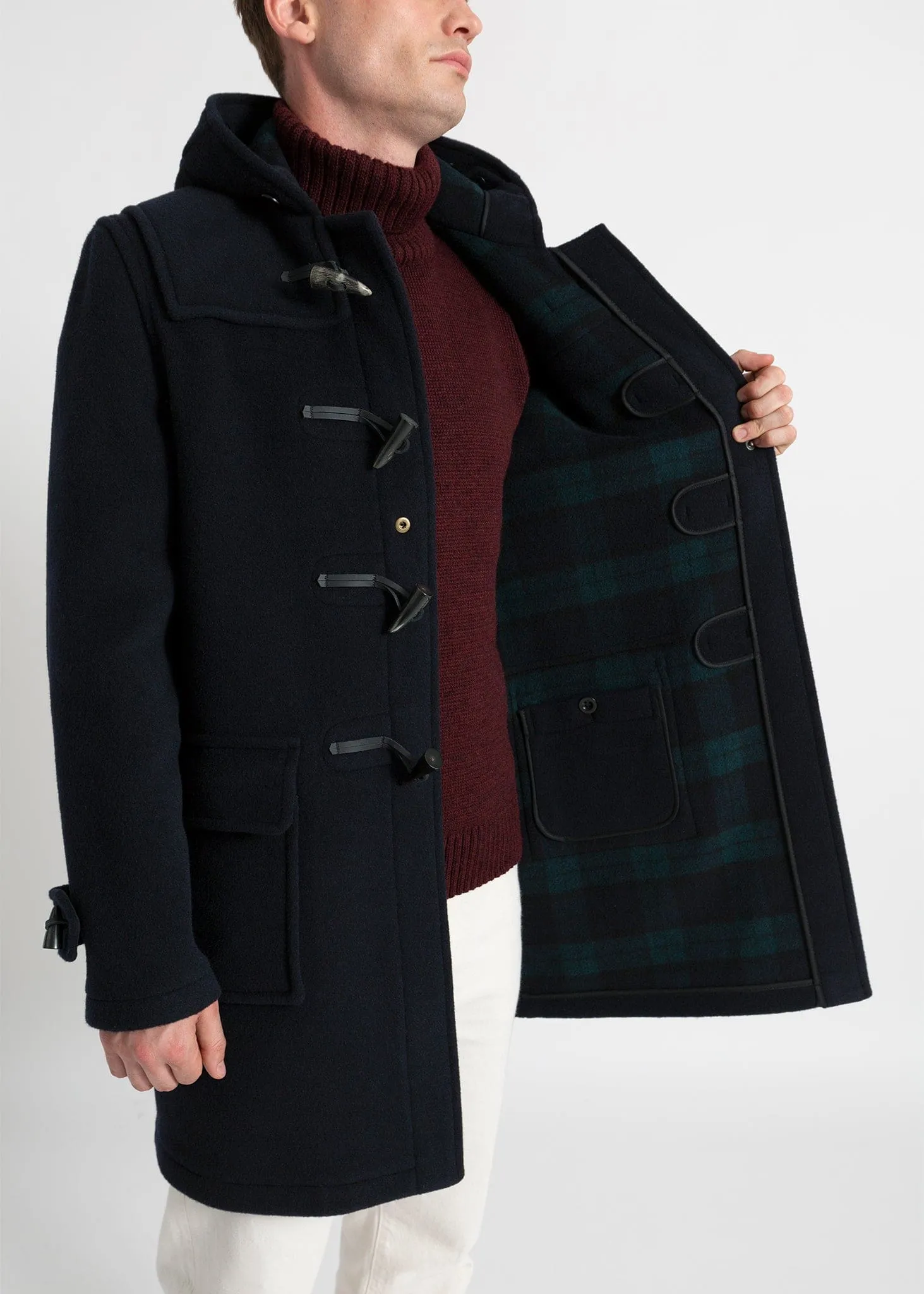 Morris Duffle Coat Navy Black Watch