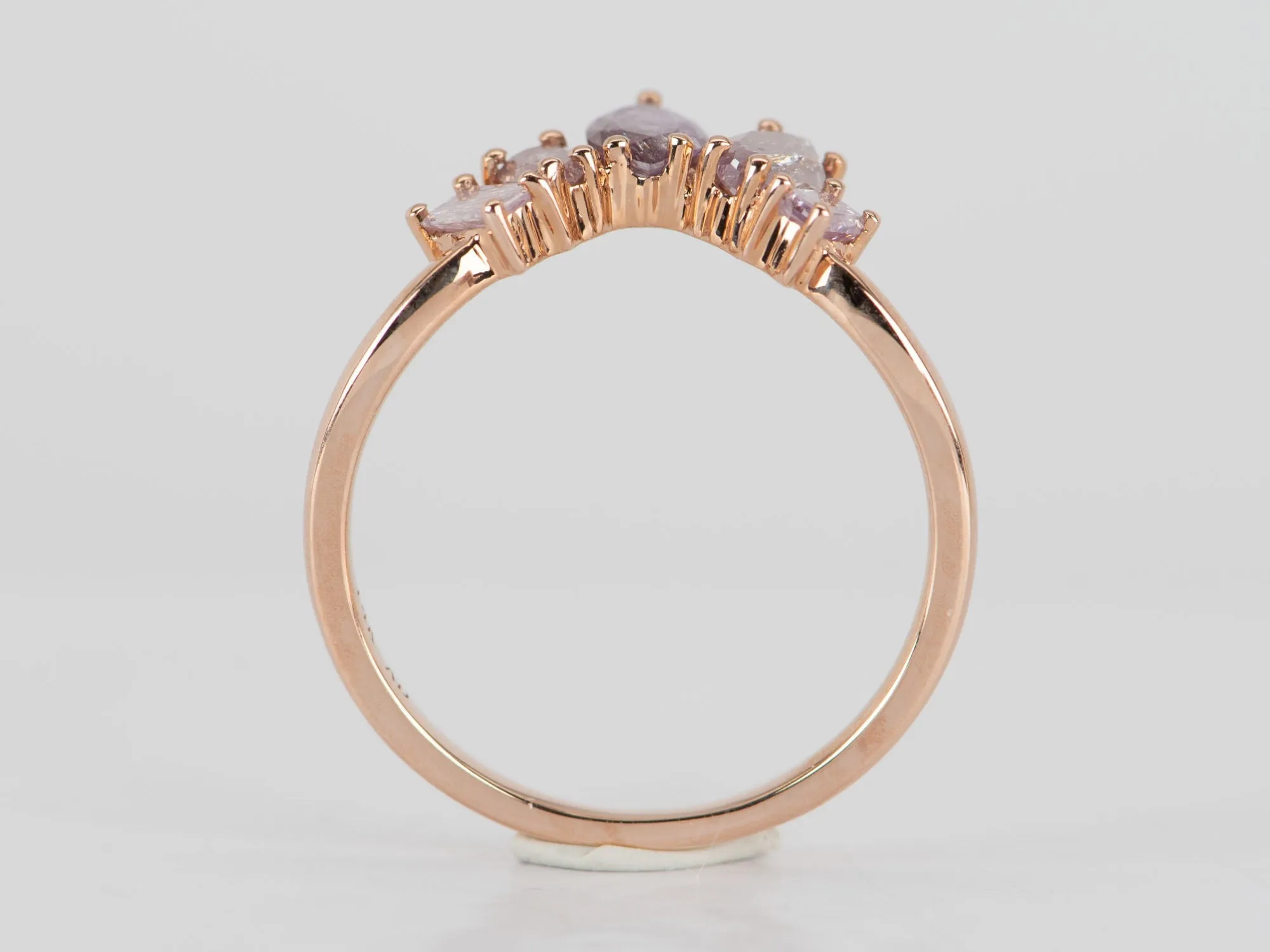 Natural Pink Diamond Curve Crown Ring 14K Rose Gold R5078