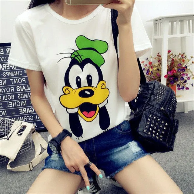 New Fashion Women Short Sleeve T shirts Carton Print t-shirt Female Top O-neck Woman tee 72296 SM6