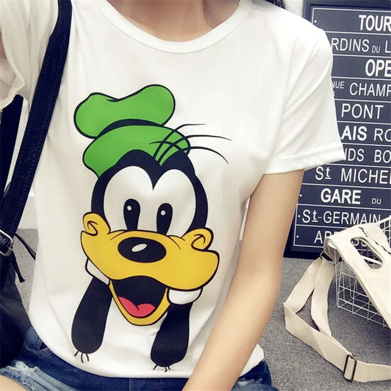 New Fashion Women Short Sleeve T shirts Carton Print t-shirt Female Top O-neck Woman tee 72296 SM6