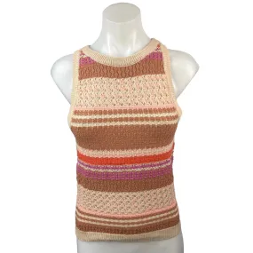 NEW Lulus Exceptional Expression Beige Multi Striped Sweater Knit Tank Top Sz XS