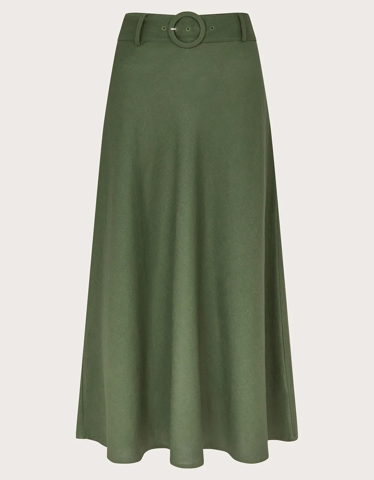 Olive Belted Midi Skirt Green