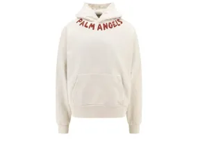 Palm Angels Seasonal Logo Print Hoodie White/Red