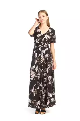 PAPILLON PD-14706 Floral maxi dress button front