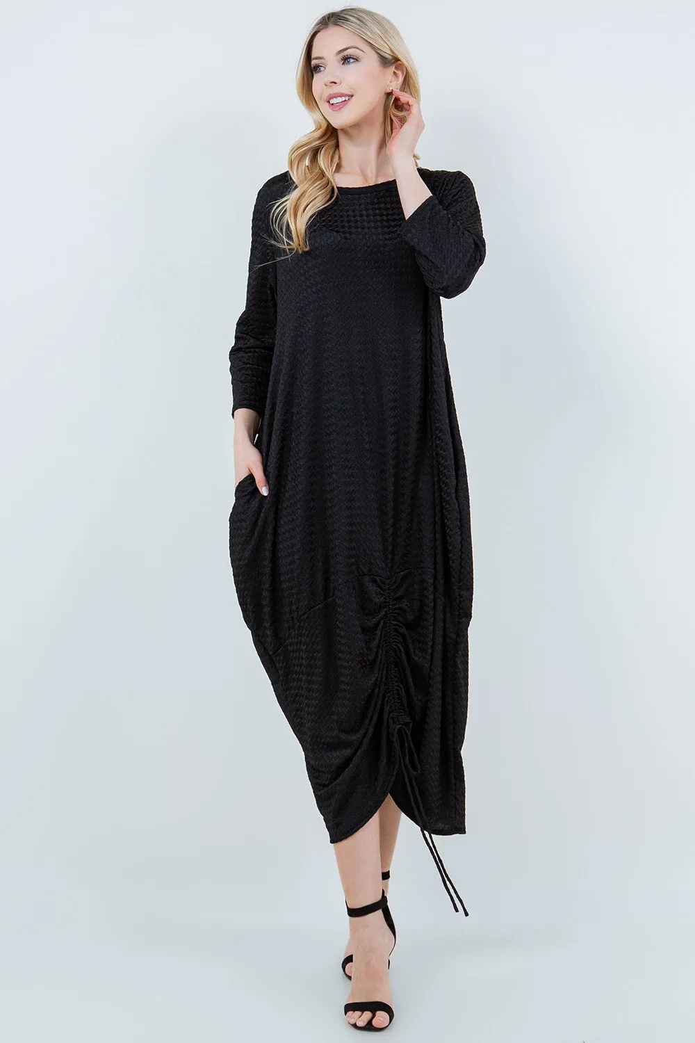 Parachute & Strings Dress- Black