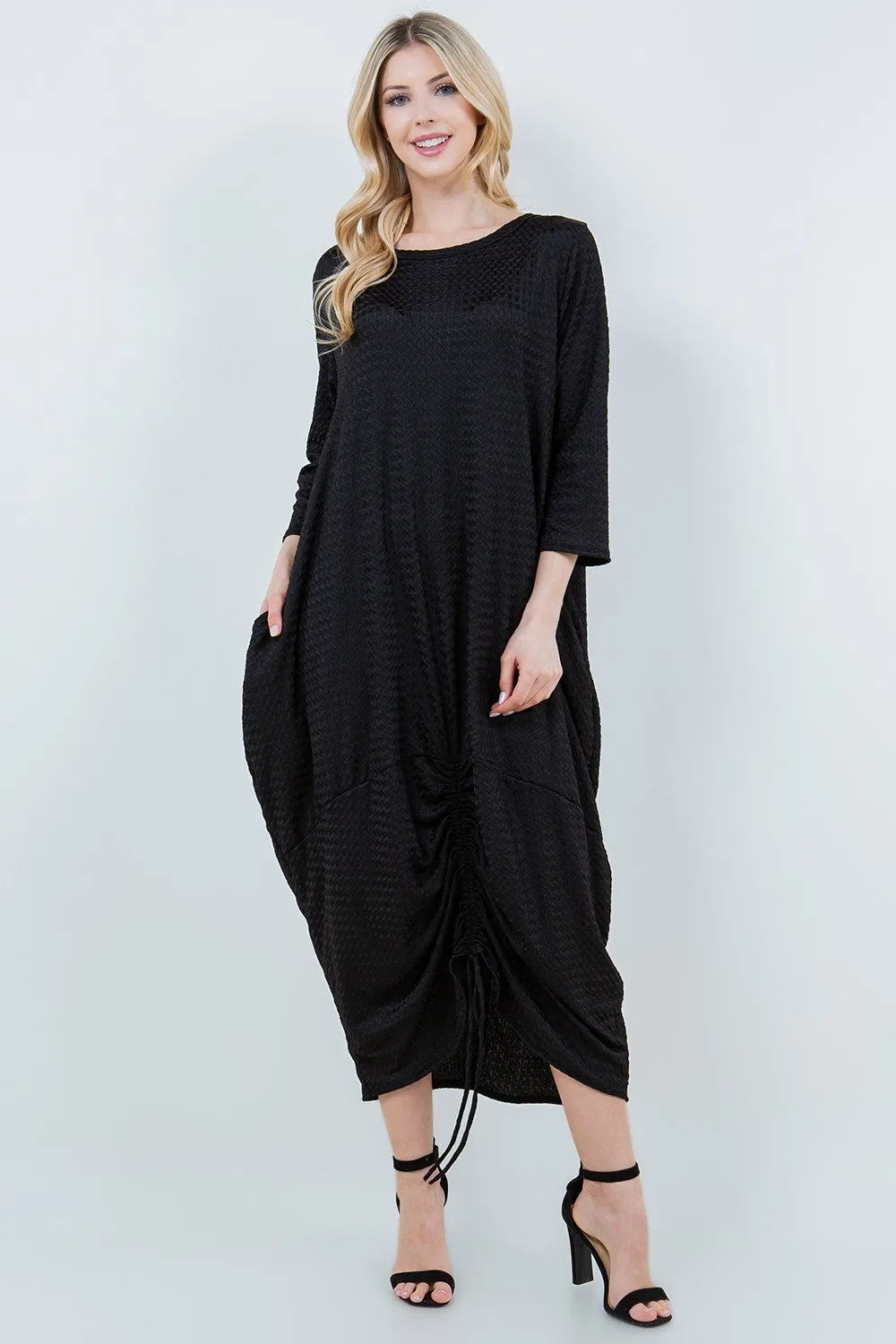 Parachute & Strings Dress- Black