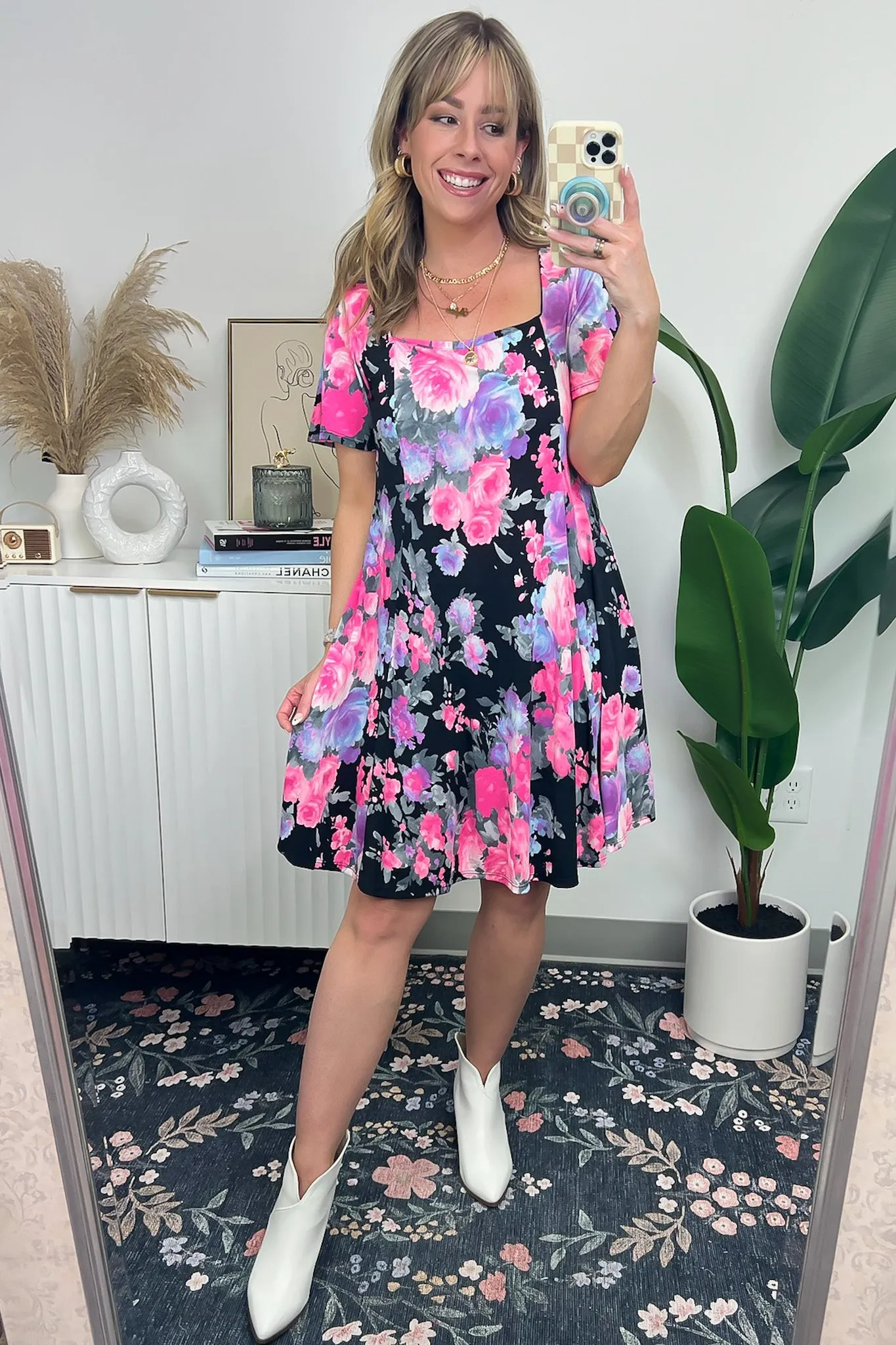 Parisah Square Neck Floral Dress - FINAL SALE