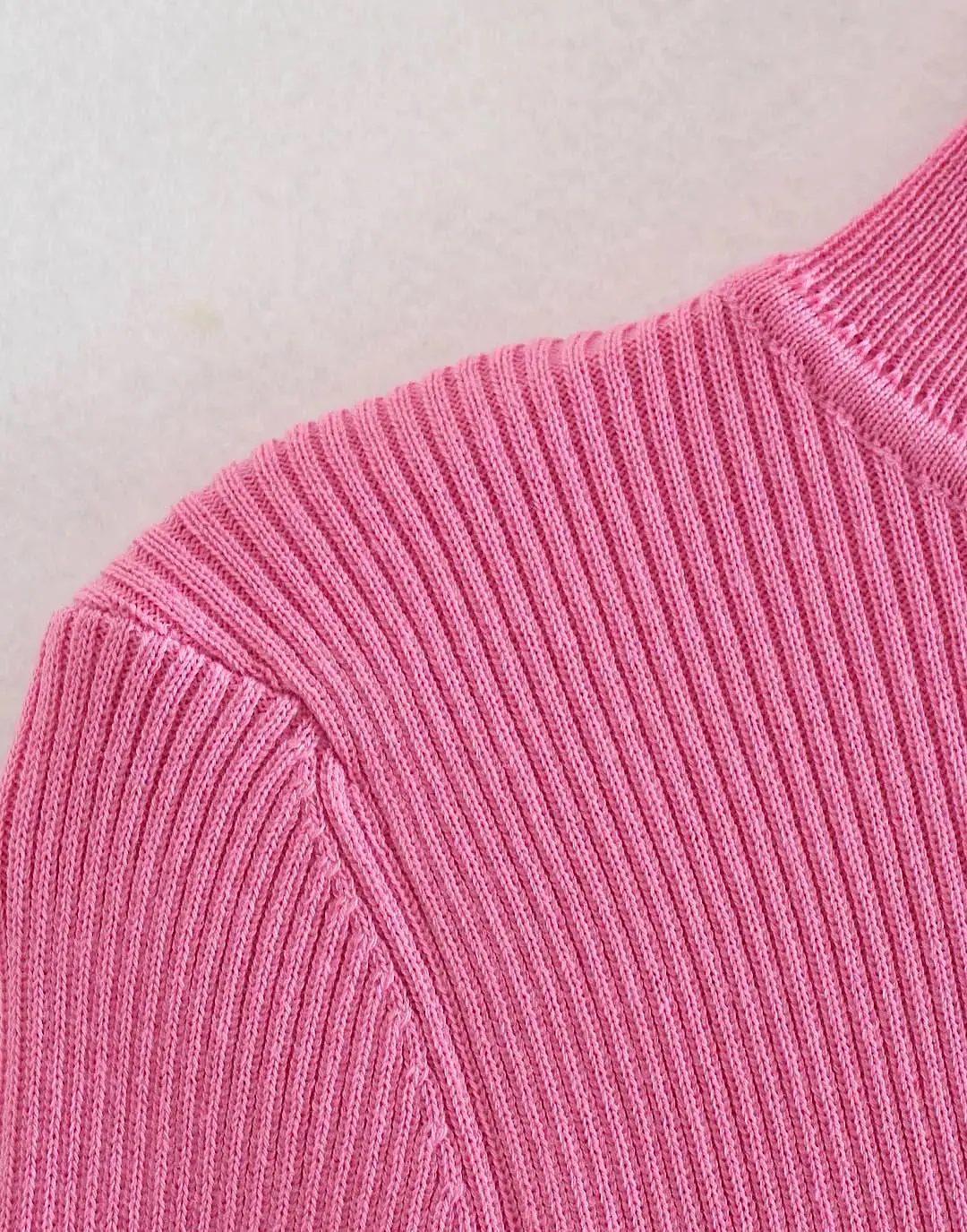 Pink Knit Turtleneck Mini Dress