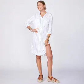 Pinstripe Gauze Shirt Dress