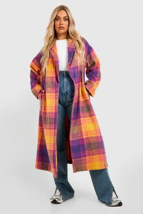 Plus Brushed Bright Flannel Wool Look Coat